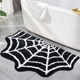 Meetory Spider Web Bath Mat in black offers plush comfort and absorbency.