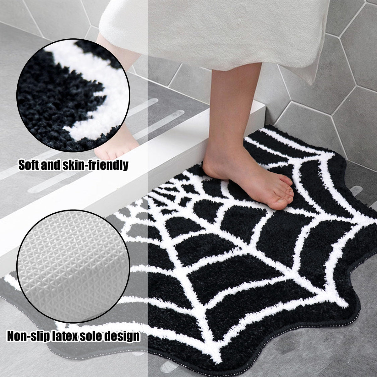Machine washable Meetory bath mat for easy cleaning after showers.