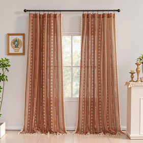 MEETSKY Boho Curtains floral pattern closeup enhances cozy decorative vibe.