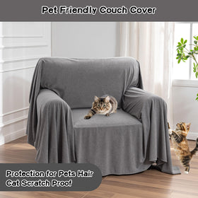 MEETSKY chair cover highlights anti-scratch protection for pets.