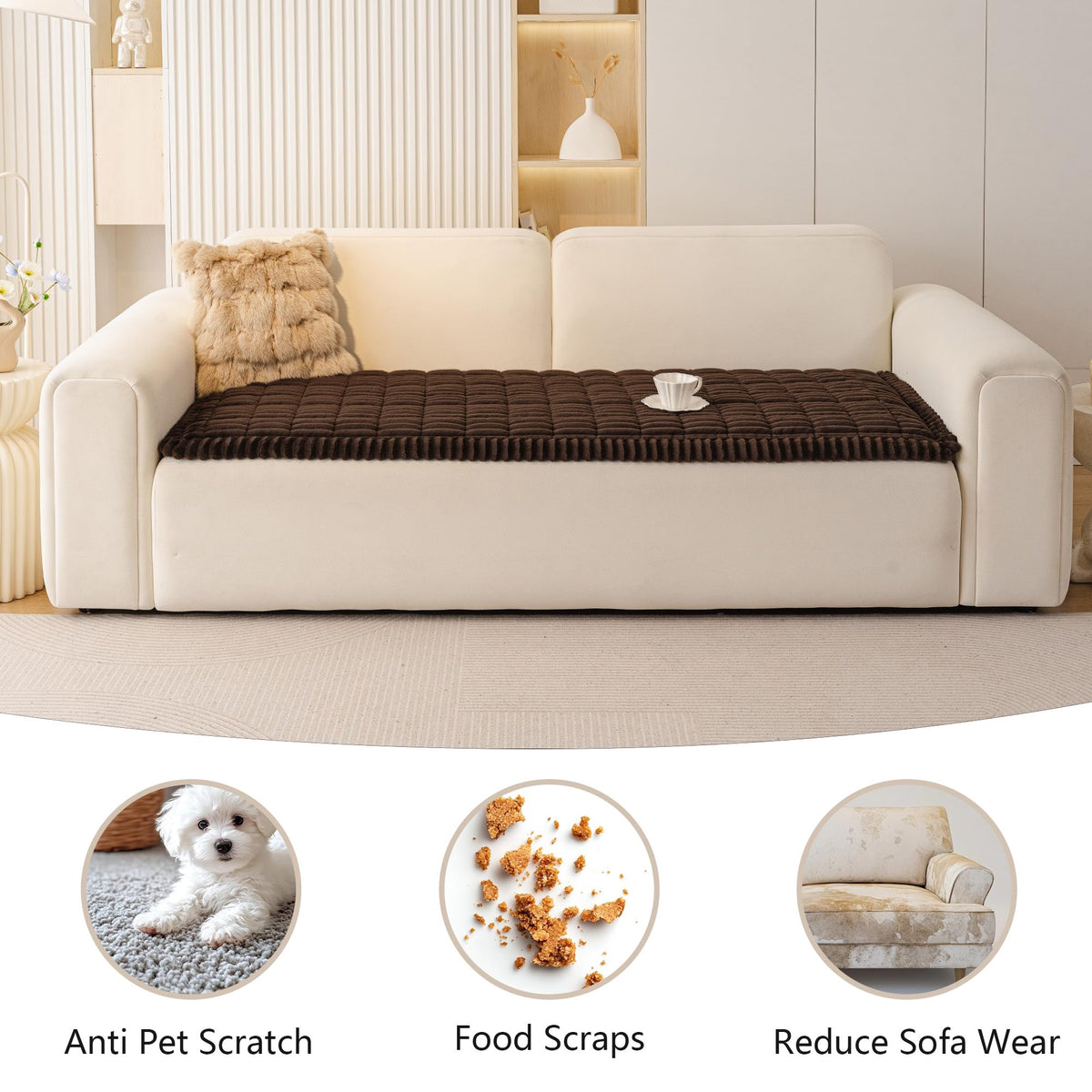 MEETSKY chocolate slipcover shields furniture from spills and wear.