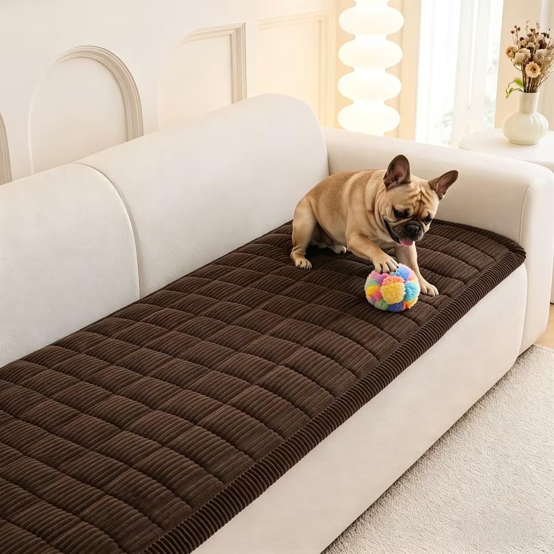 MEETSKY couch cover dog-washable in action protects sofa from fur and spills.