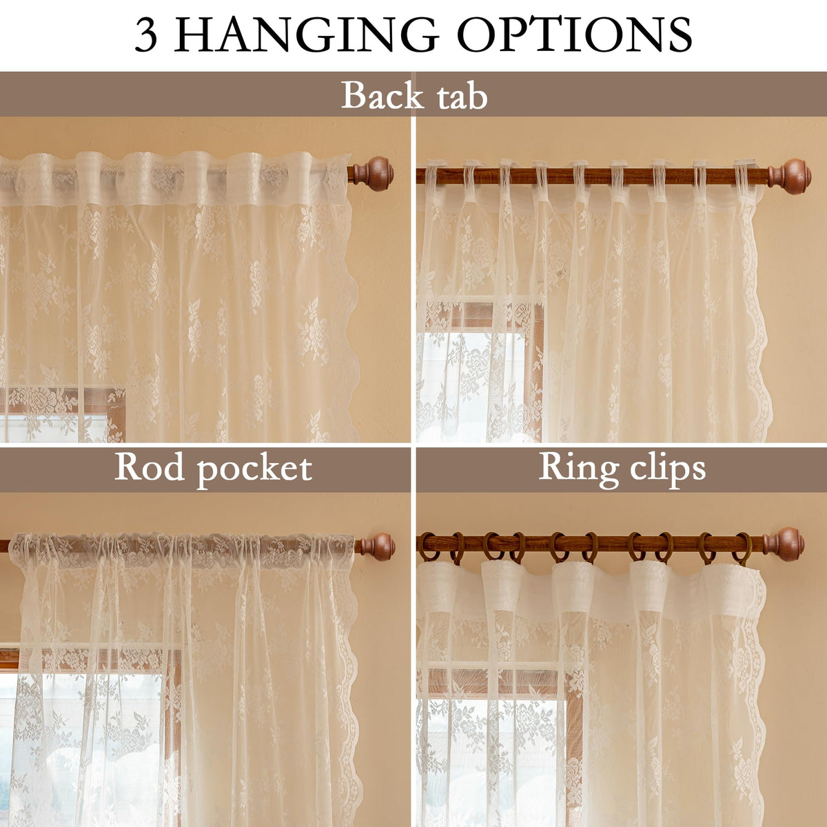 MEETSKY light filtering lace curtains soften sunlight while preserving privacy.