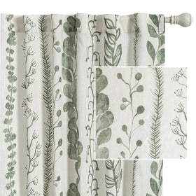 MEETSKY Sage Green Curtains with leaf pattern and soft light filtering for living rooms