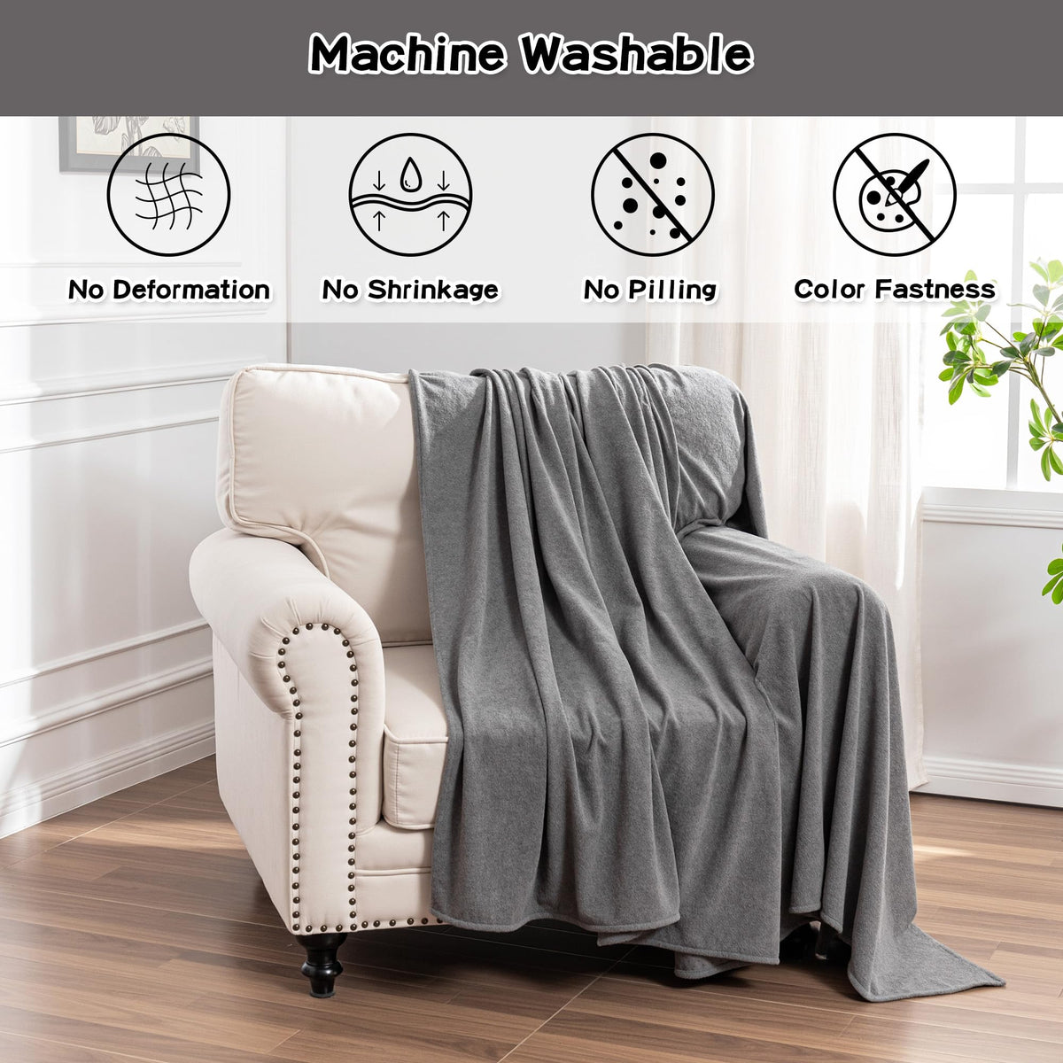 MEETSKY slipcover shows full coverage of backrest, seat, and armrests.