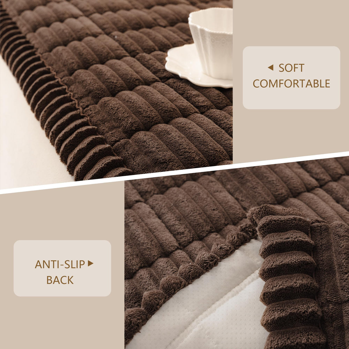 Close-up of MEETSKY soft plush fabric for cozy seating.