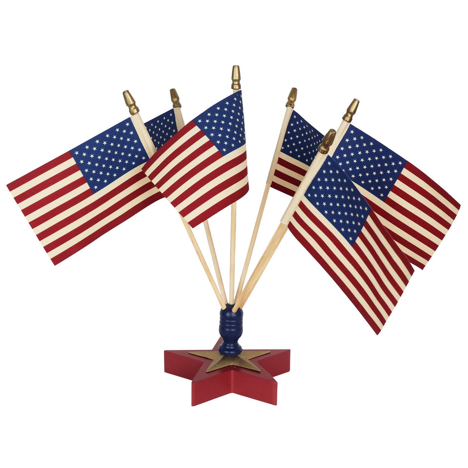 MEETYAMOR American flag pentagram bracket on wood block for mantel display