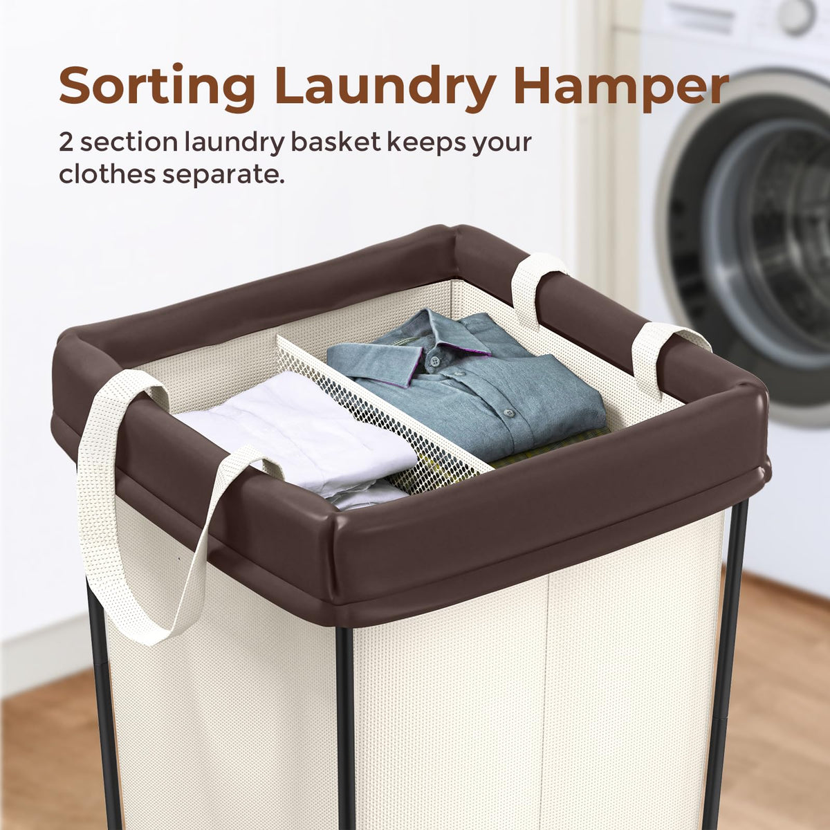 Mefirt 360-degree wheels enable smooth rolling for laundry sessions.