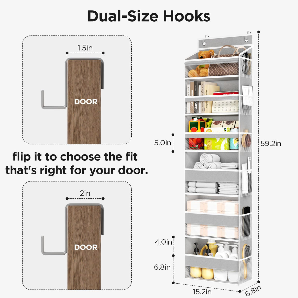Mefirt clear-pocket door organizer offers quick visibility of items at a glance.