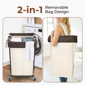 Mefirt detachable bag makes carrying laundry from cart to room quicker.