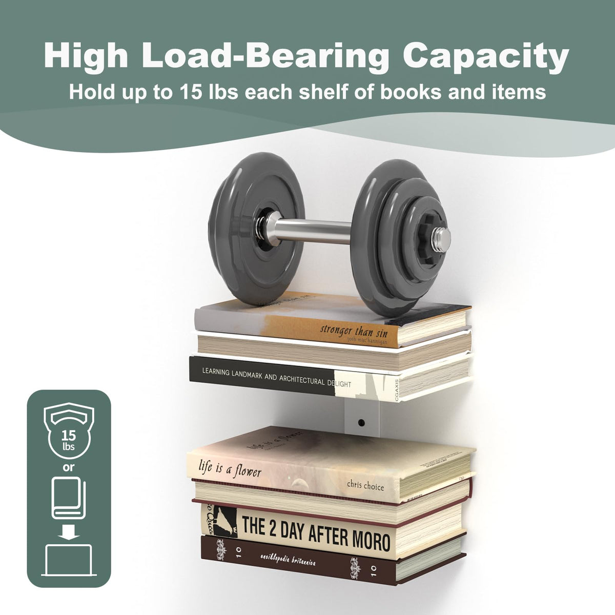 Mefirt heavy-duty metal floating shelf white finish complements modern home offices