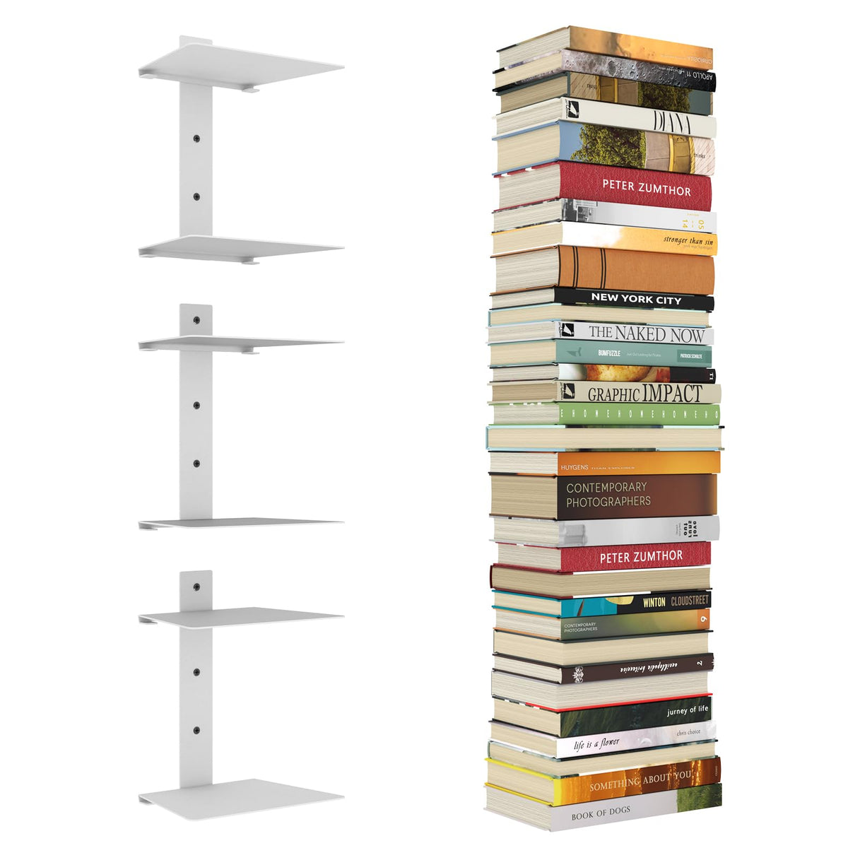 Mefirt invisible floating shelf on wall with books saving space in a compact living room