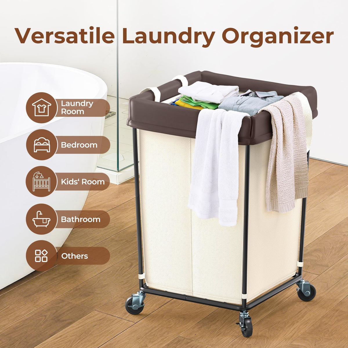 Mefirt cart fits into dorm rooms for compact, organized laundry.