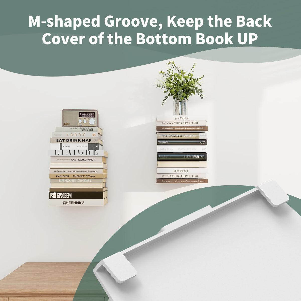 Mefirt 3-pack white floating shelves suitable for crafts, plants, photos