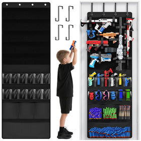Mefirt over door organizer for toy guns keeps foam blasters neatly within reach
