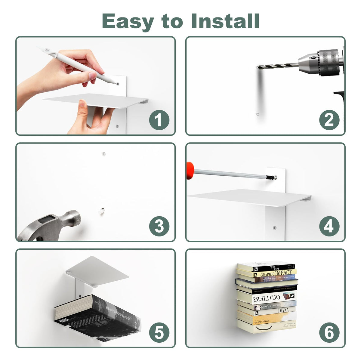 Mefirt space-saving wall shelf in white for minimal interior design