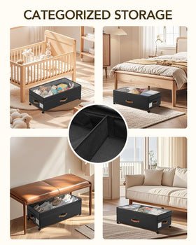 Megapuxin under-bed storage uses a double zipper to protect contents from dust.