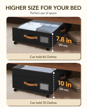 Megapuxin under-bed storage features a sturdy metal frame for bulky items.