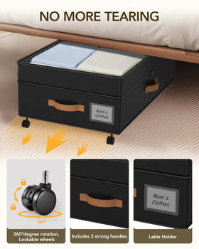 Megapuxin under-bed storage height-adjustable to fit different bed gaps.