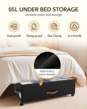 Megapuxin under-bed storage lid with labels helps organize contents.