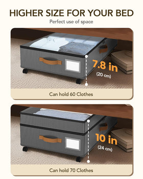 Megapuxin under-bed storage with wheels demonstrates smooth 360° movement and load support