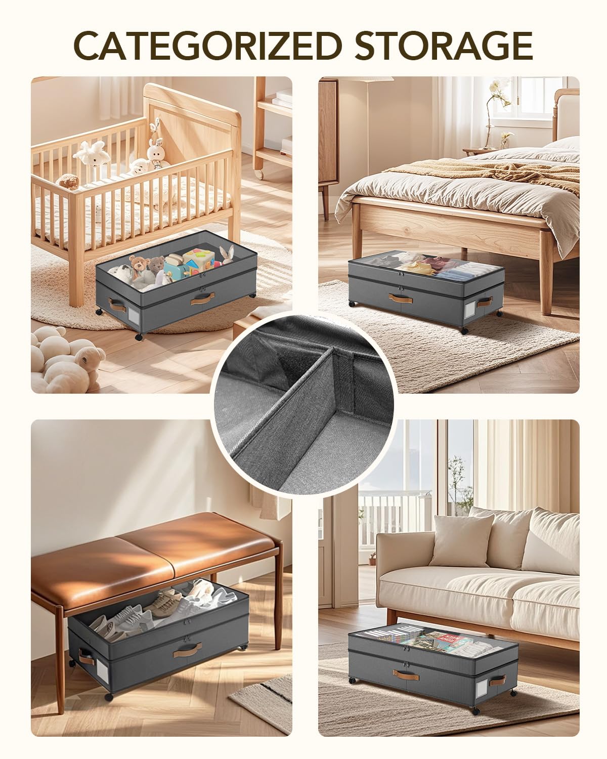 Megapuxin under-bed storage with wheels is ideal for dorm rooms and small spaces