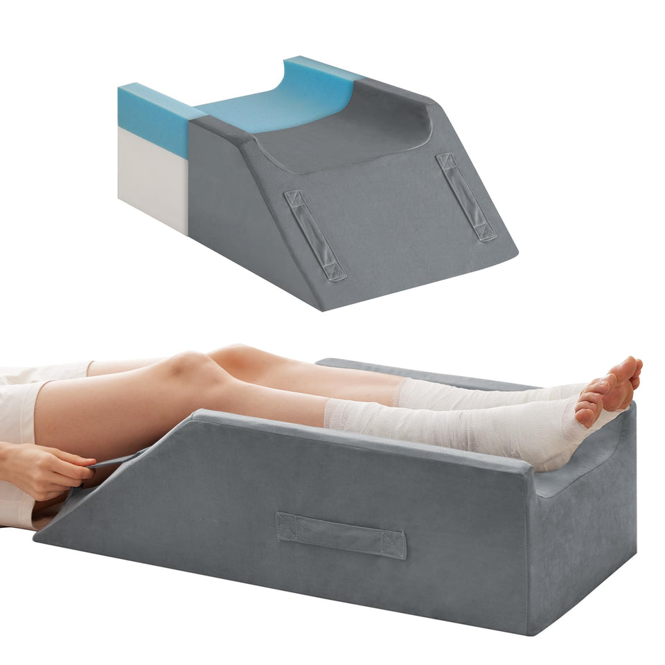 MEGCXIT double leg elevation pillow in use for post-surgery comfort.