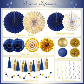 MEIDUO 12in white with gold-dot paper fan creates luxe focal wall