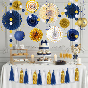 MEIDUO 8in navy paper pom-pom adds texture to party decor