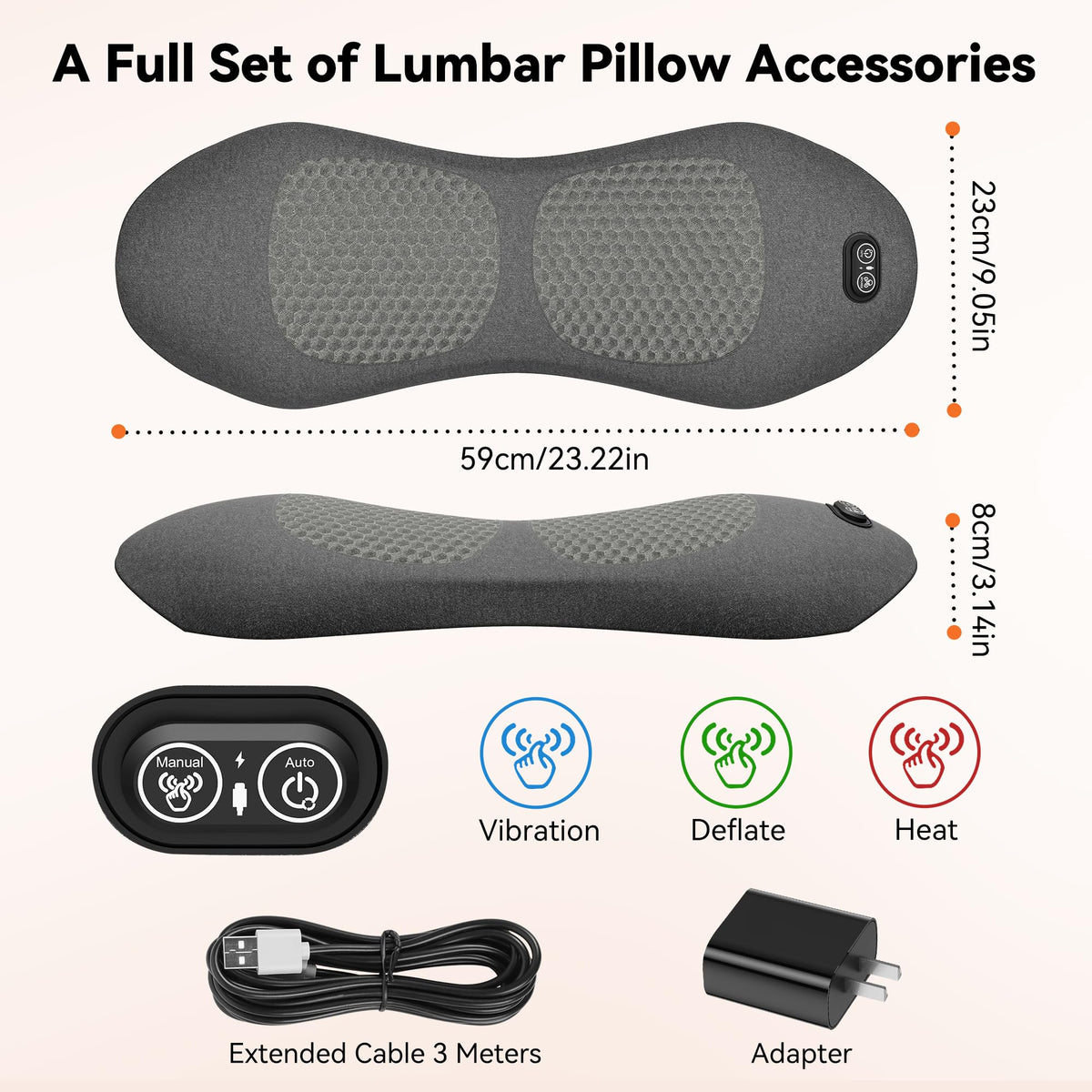 MEIJINEX 3in-1 Smooth Spine Pillow compact for travel and storage