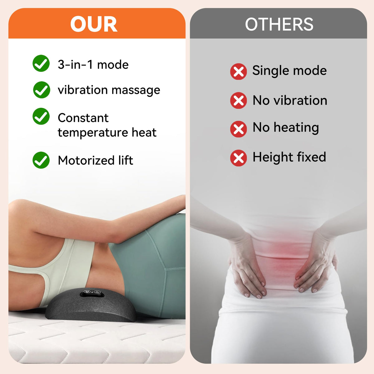 MEIJINEX 3in-1 Smooth Spine Pillow USB-C cable provides flexible placement