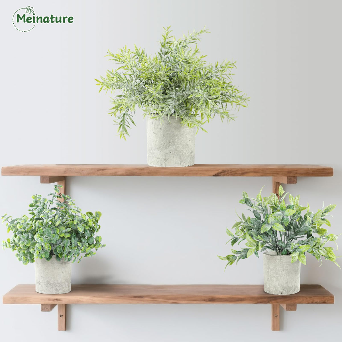 Meinature 10-inch desk plants fit compact spaces like shelves, counters, and nightstands.