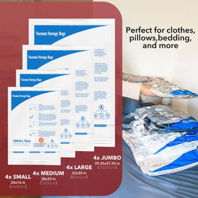 MEIQIHOME blankets and pillows storage bags protect bulky items from dust in closets.