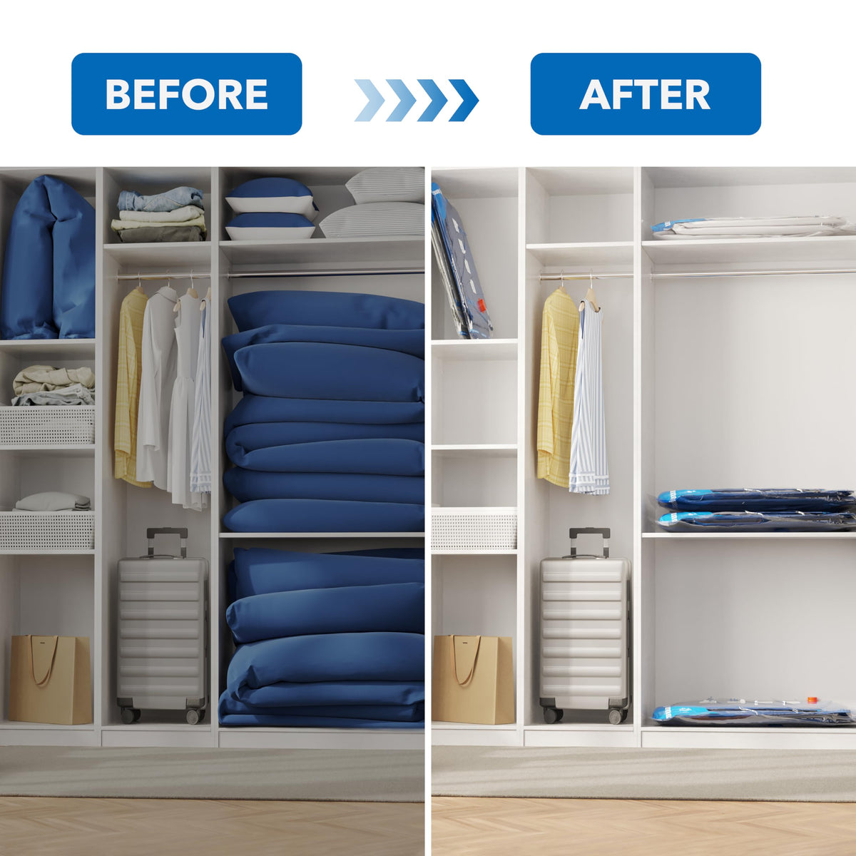 MEIQIHOME moisture-dustproof protection keeps fabrics fresh and clean when stored.