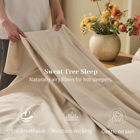 Meishang linen sheets king deep-pocket fit securing mattress for a snug sleep
