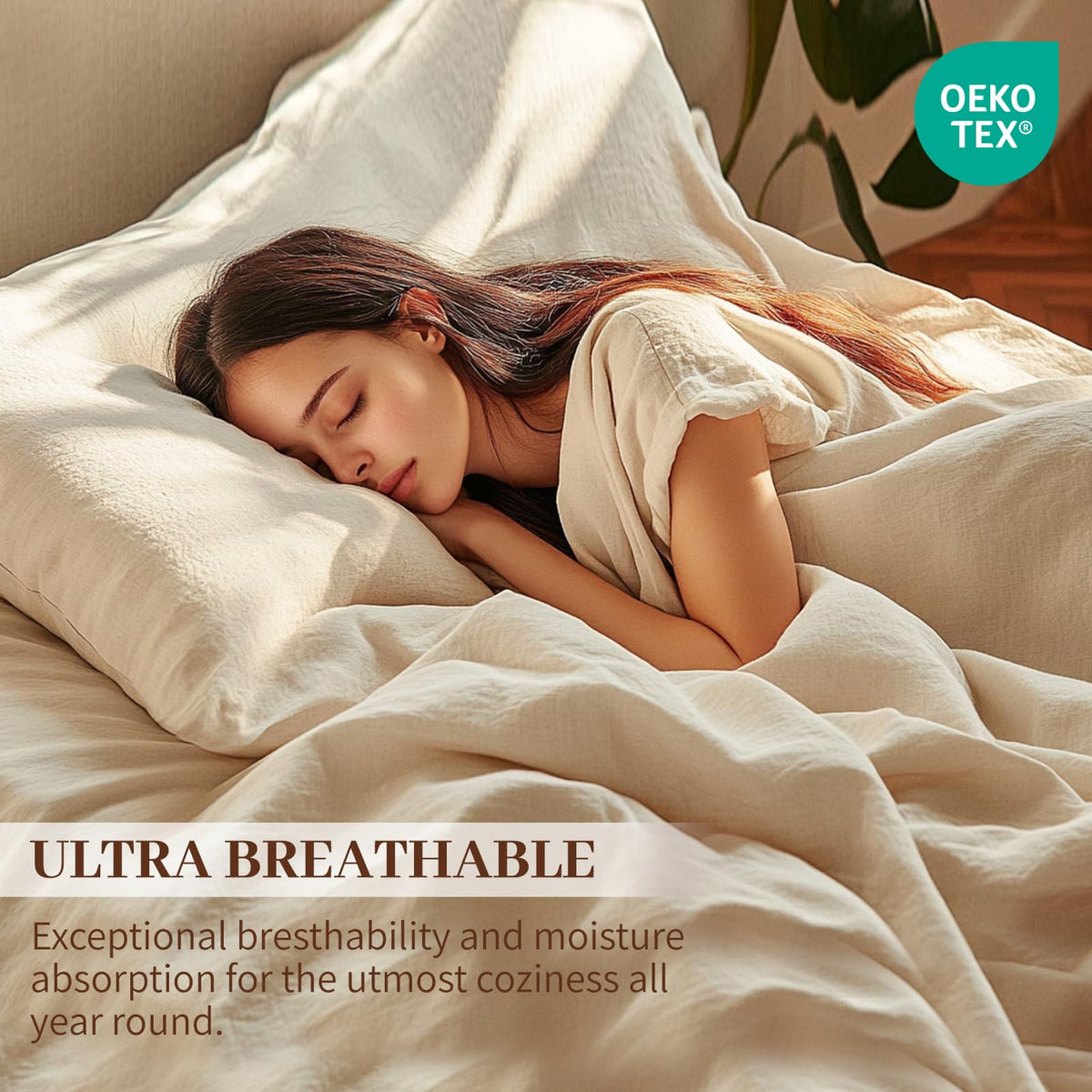 Meishang linen sheets king fitted sheet on mattress with deep elastic pockets