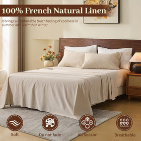 Meishang linen sheets king flat sheet on bed shows ample fabric for smooth layering