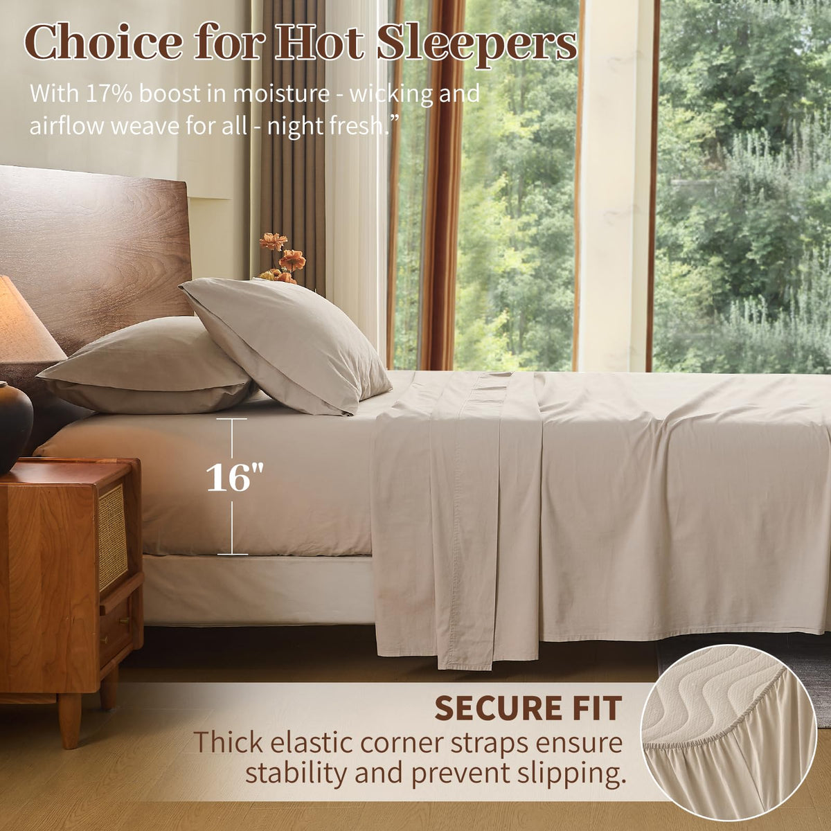 Meishang linen sheets king pillowcases closeup highlighting soft breathable linen