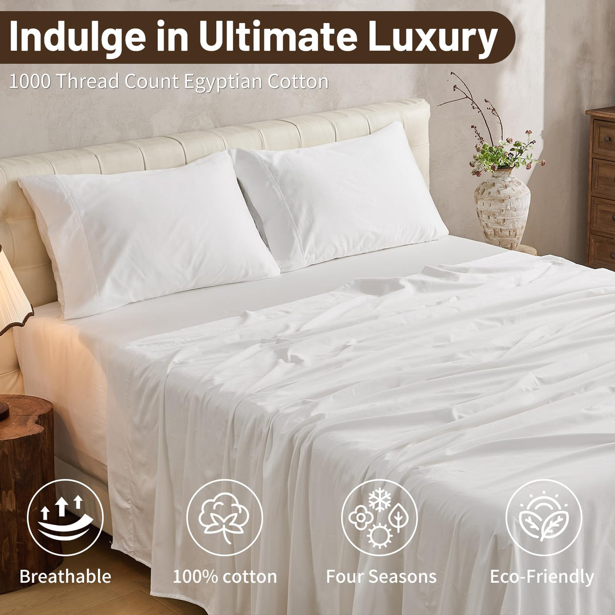 MEISHANG queen fitted sheet with deep pockets securely fits a deep mattress.