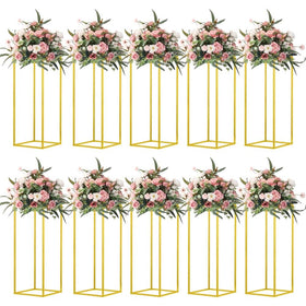 MEISHAONV gold column centerpiece standing 60cm high for elegant event decor.
