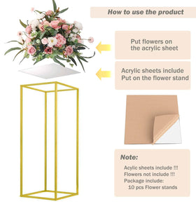 MEISHAONV gold metal flower stand in 10-pack for durable, modern wedding decor.