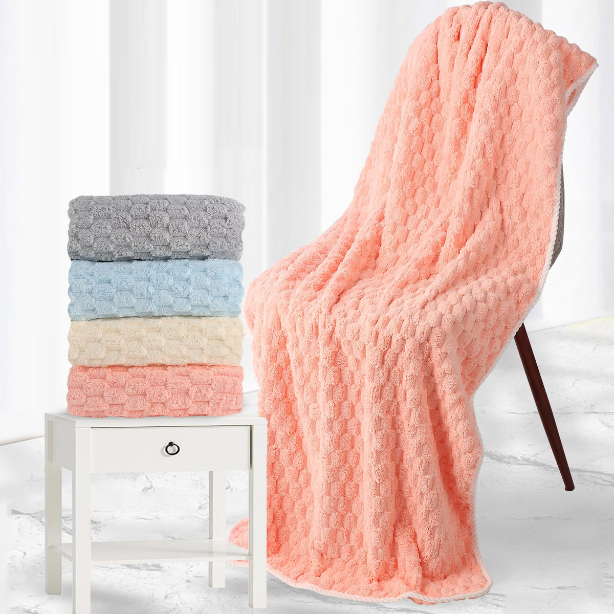Meishiqi plush towels 35x70 inches offer full-body softness and wrap.