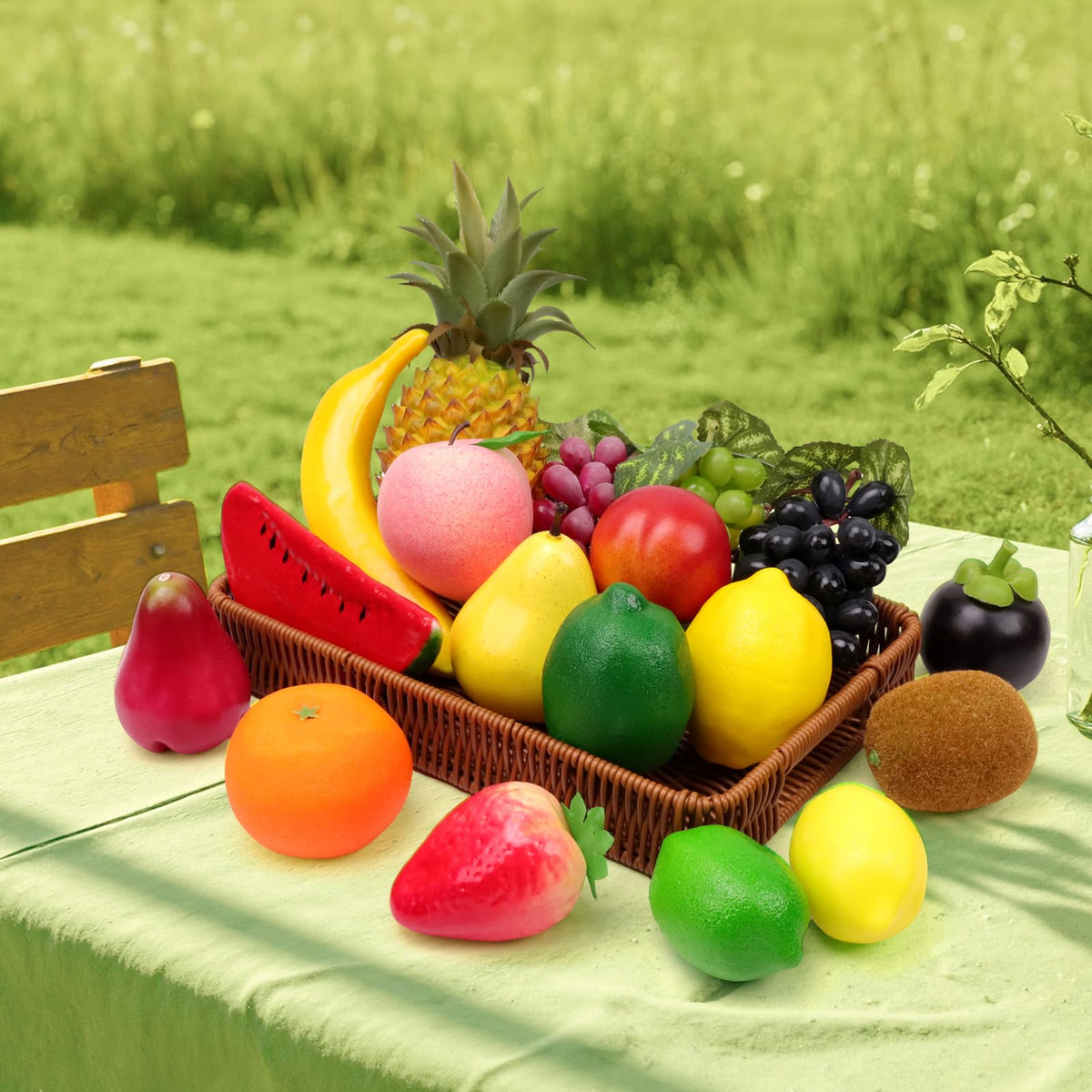 Meiwlong fake watermelon creates fresh look for fruit bowls and centerpieces.