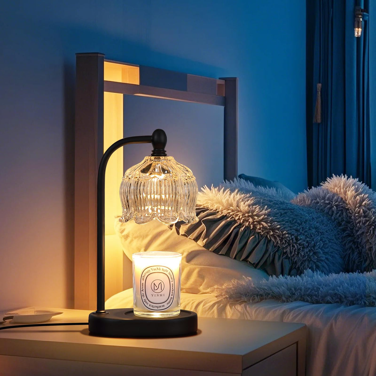 MEIXISUE bedroom setting emits soft ambient light for relaxation.