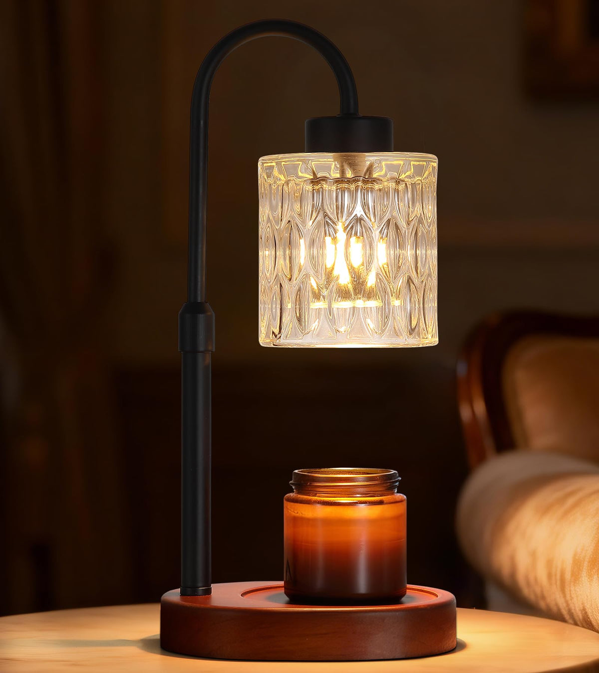 MEIXISUE black candle warmer lamp with dimmer for flameless fragrance and safer ambiance.