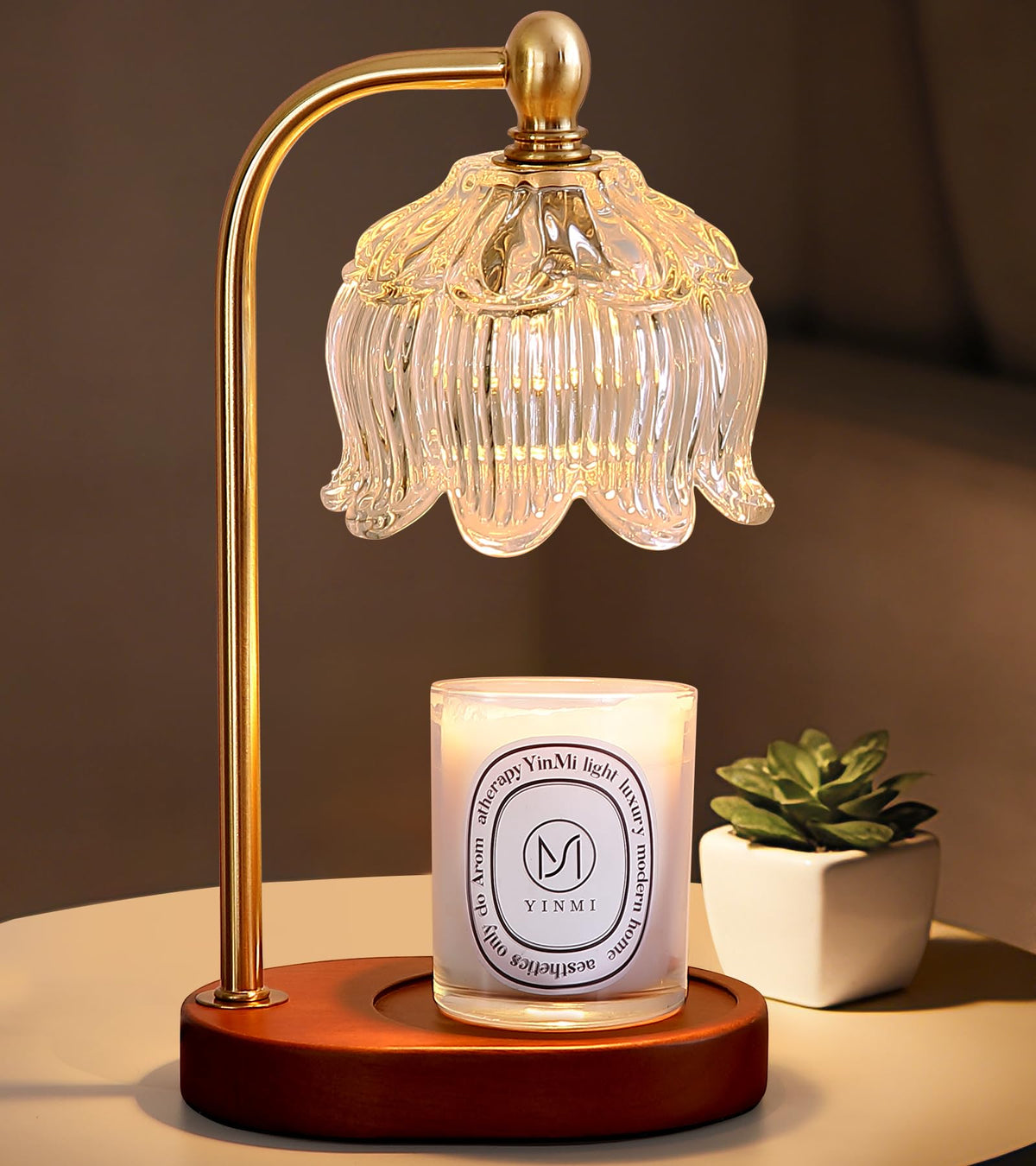 MEIXISUE antique brass candle warmer with flameless fragrance for safe ambiance.