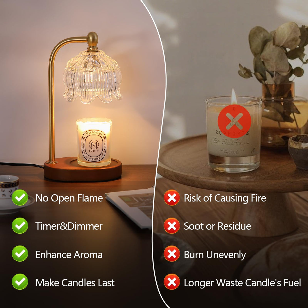 MEIXISUE candle warmer with dimmer control to adjust mood and melting speed.