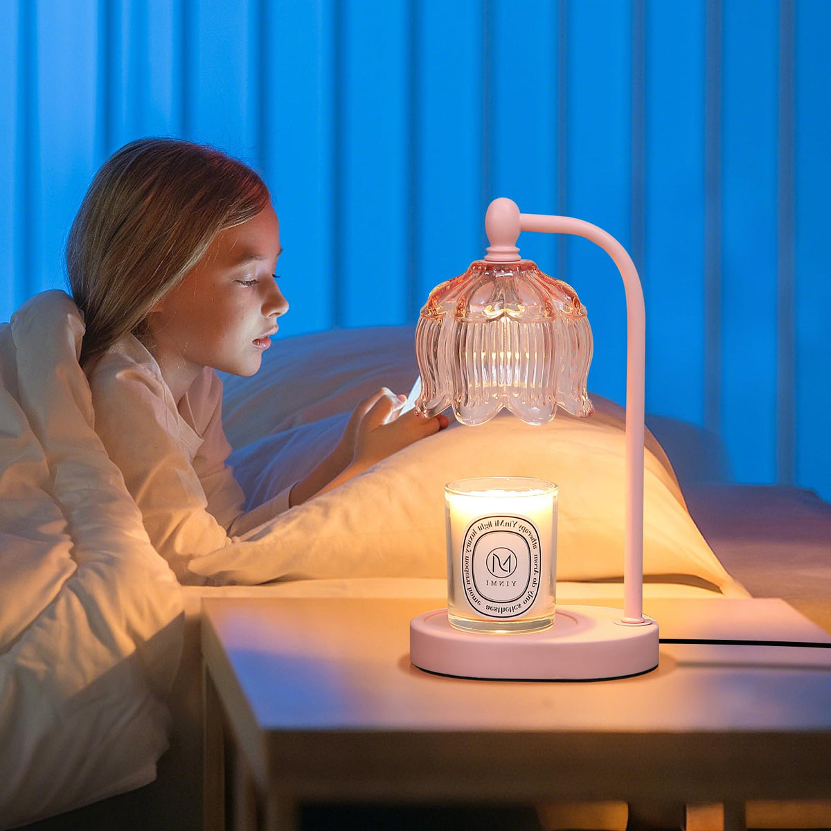 Meixisue pink candle warmer lamp enhances living room ambience