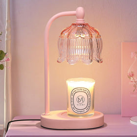 Meixisue pink candle warmer lamp on table for flameless fragrance safely
