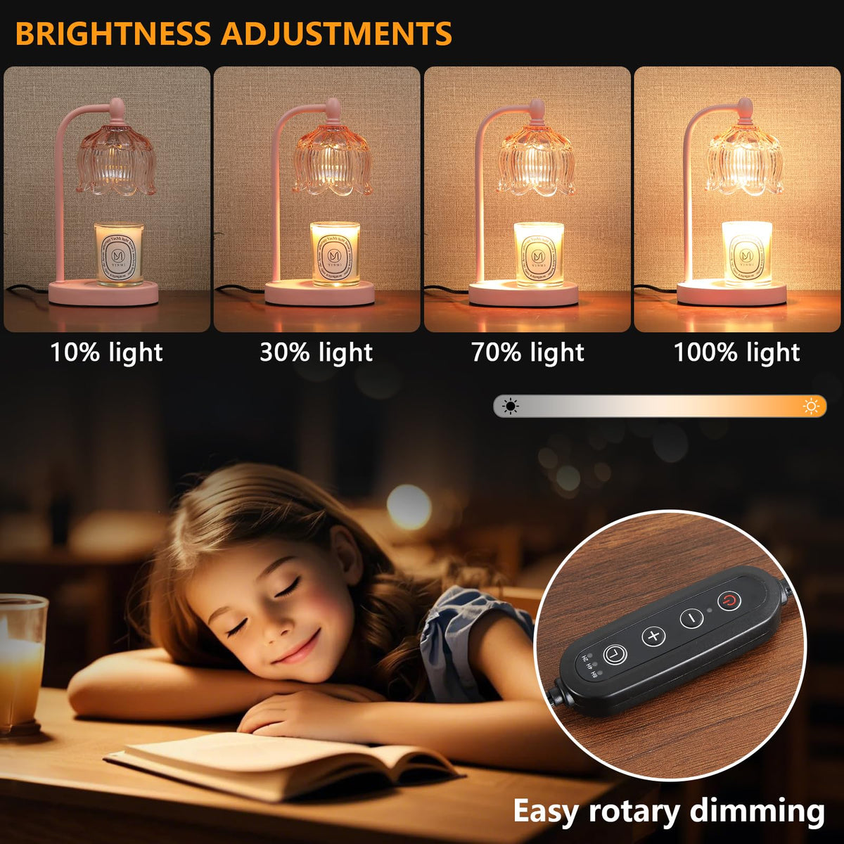 Meixisue pink candle warmer lamp with two bulbs for even melting and bright ambiance